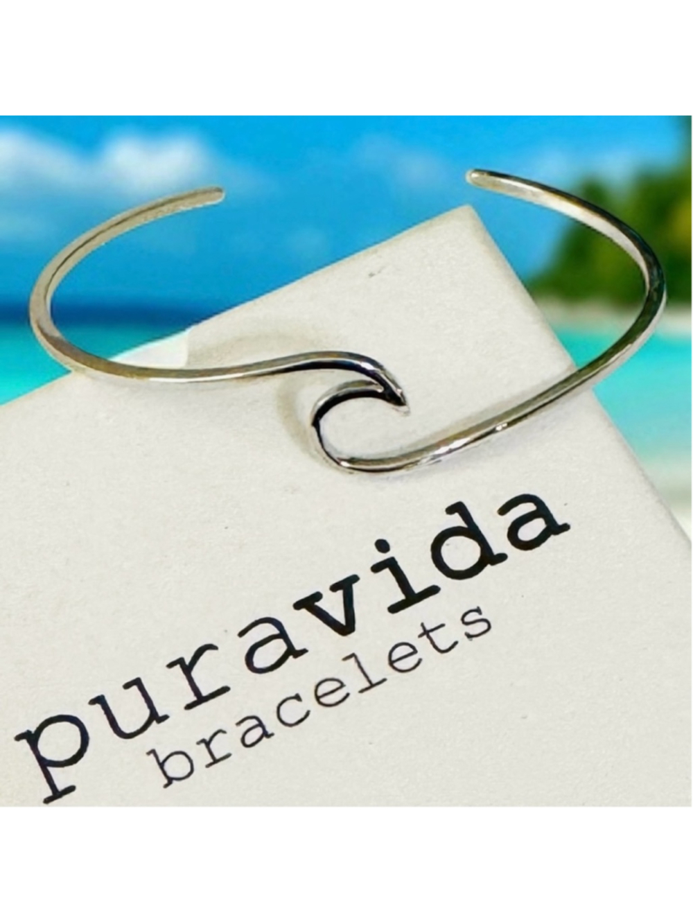 NEW PURA VIDA Silver Wave Cuff Bracelet